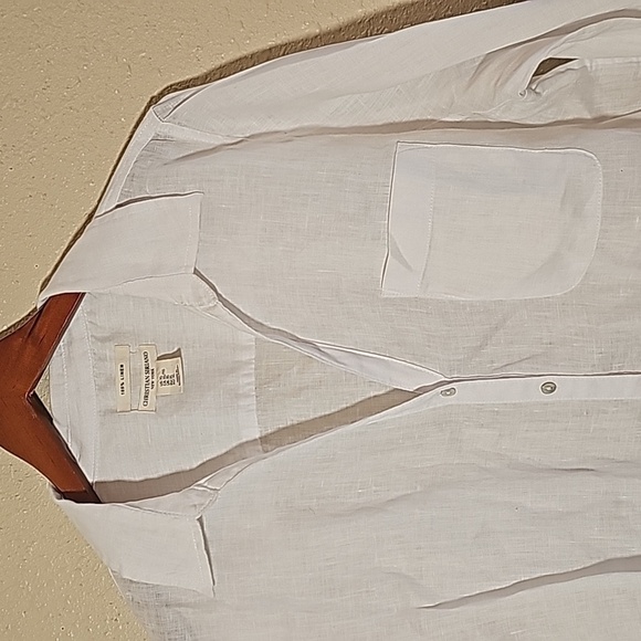 Cristian Siriano 100% Linen White Button Down Shirt - Picture 2 of 7